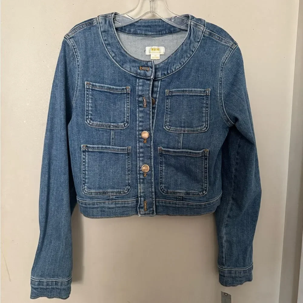 Anthropologie Maeve Coco Denim cropped jacket